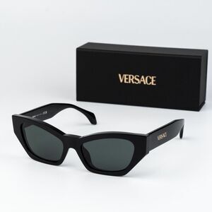 Versace Women Sunglasses Black Grey Cat Eye VE4488U GB1/87 NEW AUTHENTIC